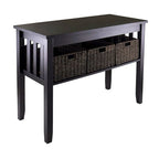 Espresso 2 Tier Entryway Hall Console Table with 3 Storage Baskets - 40 W x 18 D x 30 H