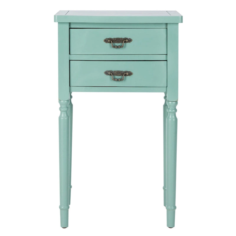 Tavolino in betulla bianca/verde polvere/legno verde acqua, stile country francese, montaggio da 1 persona