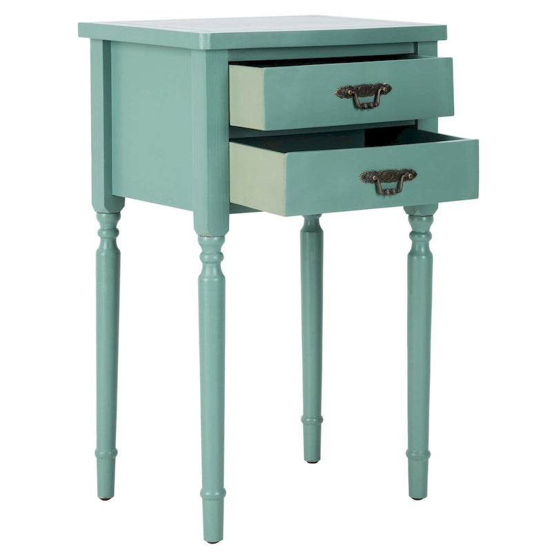 Tavolino in betulla bianca/verde polvere/legno verde acqua, stile country francese, montaggio da 1 persona