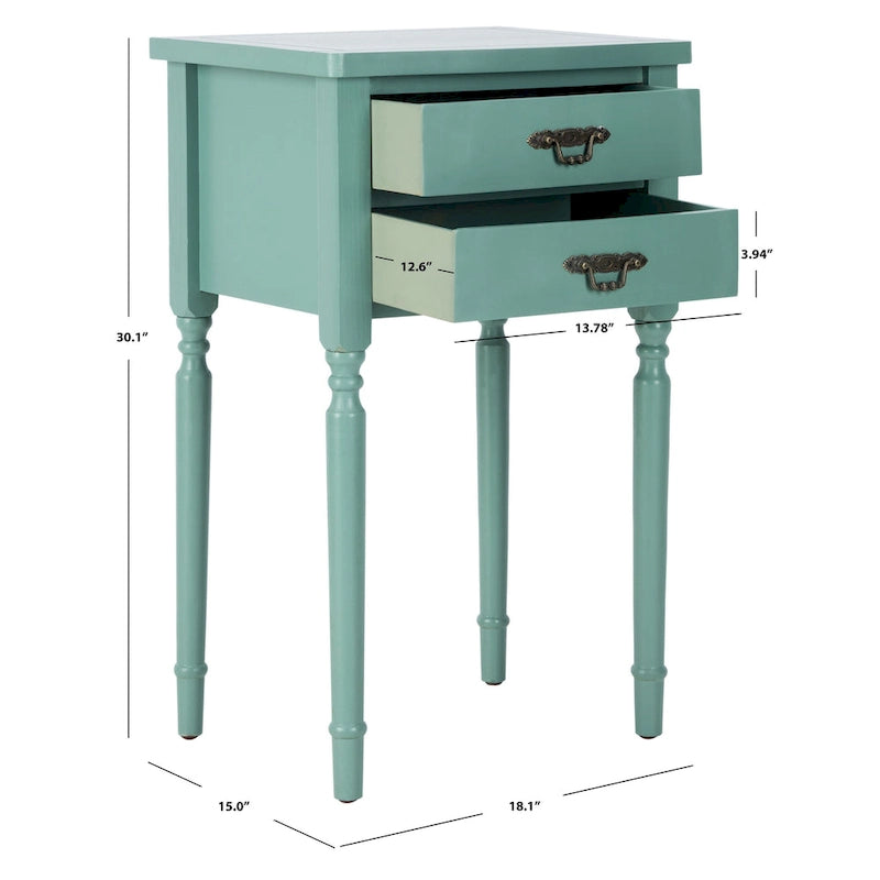 Tavolino in betulla bianca/verde polvere/legno verde acqua, stile country francese, montaggio da 1 persona