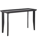 Consolle sabbia/avorio/nera, gambe curve, piano rettangolare, per 1 persona