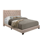 Letto imbottito trapuntato in tessuto beige, Queen/King/Full, 1 posto