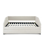 Divano letto imbottito trapuntato beige/grigio con 2 cassetti, una piazza/una piazza e mezza, per 1 persona