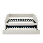 Divano letto imbottito trapuntato beige/grigio con 2 cassetti, una piazza/una piazza e mezza, per 1 persona