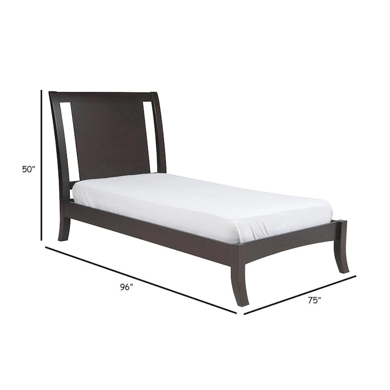 Letto a slitta "California King" marrone espresso, testiera aperta, per 1-2 persone