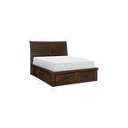 Set letto a piattaforma marrone Sleigh con cassetti portaoggetti, 5 pezzi, Queen/King