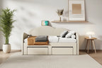 Twin Size Upholstered daybed with Trundle & 2 Drawers