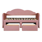 Letto a giorno in velluto beige/rosa/grigio con letto estraibile e 2 cassetti, una piazza, due posti letto