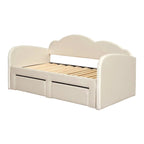 Letto a giorno in velluto beige/rosa/grigio con letto estraibile e 2 cassetti, una piazza, due posti letto