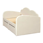 Letto a giorno in velluto beige/rosa/grigio con letto estraibile e 2 cassetti, una piazza, due posti letto