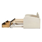 Letto a giorno in velluto beige/rosa/grigio con letto estraibile e 2 cassetti, una piazza, due posti letto