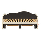 Letto a giorno in velluto beige/rosa/grigio con letto estraibile e 2 cassetti, una piazza, due posti letto