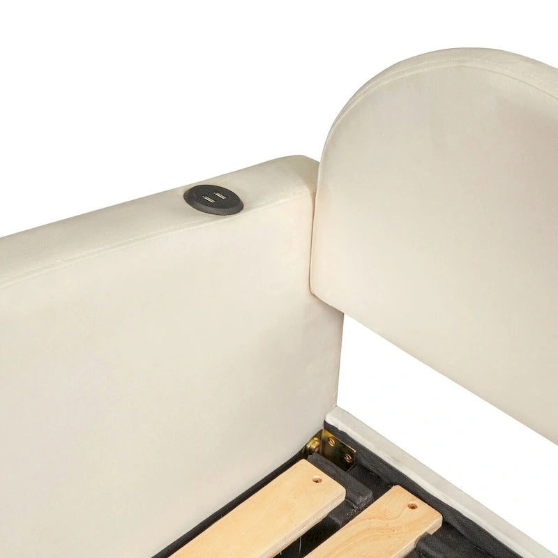 Letto a giorno in velluto beige/rosa/grigio con letto estraibile e 2 cassetti, una piazza, due posti letto