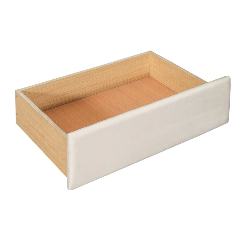 Letto a giorno in velluto beige/rosa/grigio con letto estraibile e 2 cassetti, una piazza, due posti letto