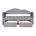 Letto a giorno in velluto beige/rosa/grigio con letto estraibile e 2 cassetti, una piazza, due posti letto