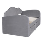 Letto a giorno in velluto beige/rosa/grigio con letto estraibile e 2 cassetti, una piazza, due posti letto