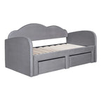 Letto a giorno in velluto beige/rosa/grigio con letto estraibile e 2 cassetti, una piazza, due posti letto