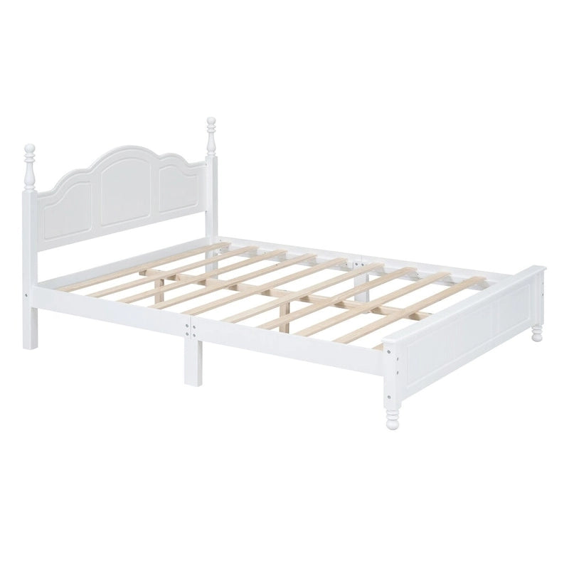 Struttura letto a piattaforma matrimoniale in noce/bianco con testiera, supporto a doghe in legno, montaggio a 1 persona