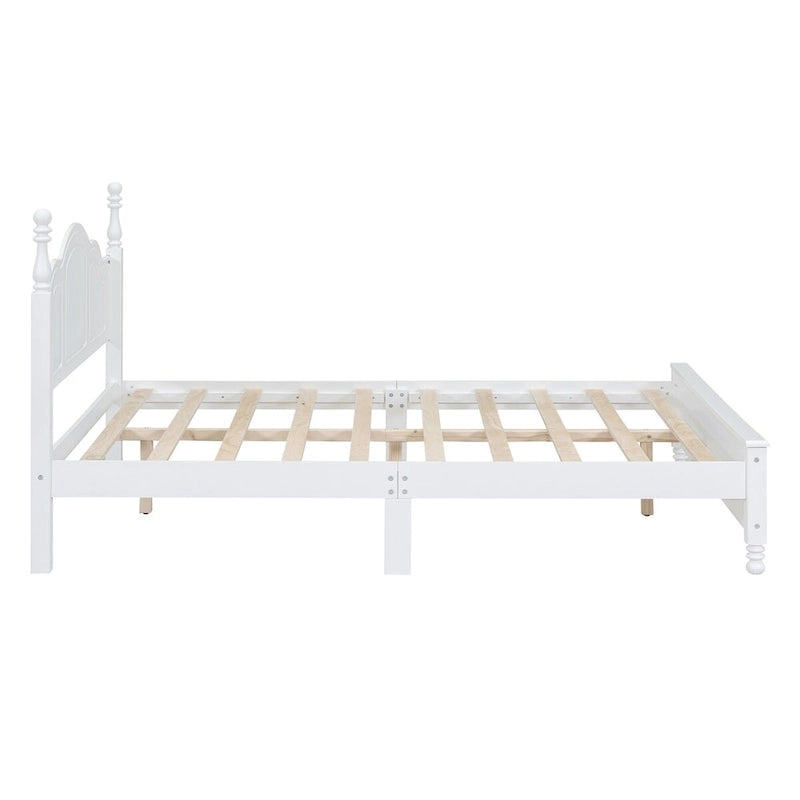 Struttura letto a piattaforma matrimoniale in noce/bianco con testiera, supporto a doghe in legno, montaggio a 1 persona