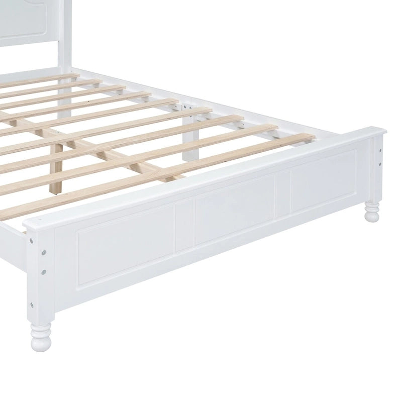 Struttura letto a piattaforma matrimoniale in noce/bianco con testiera, supporto a doghe in legno, montaggio a 1 persona