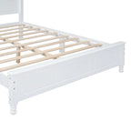 Struttura letto a piattaforma matrimoniale in noce/bianco con testiera, supporto a doghe in legno, montaggio a 1 persona