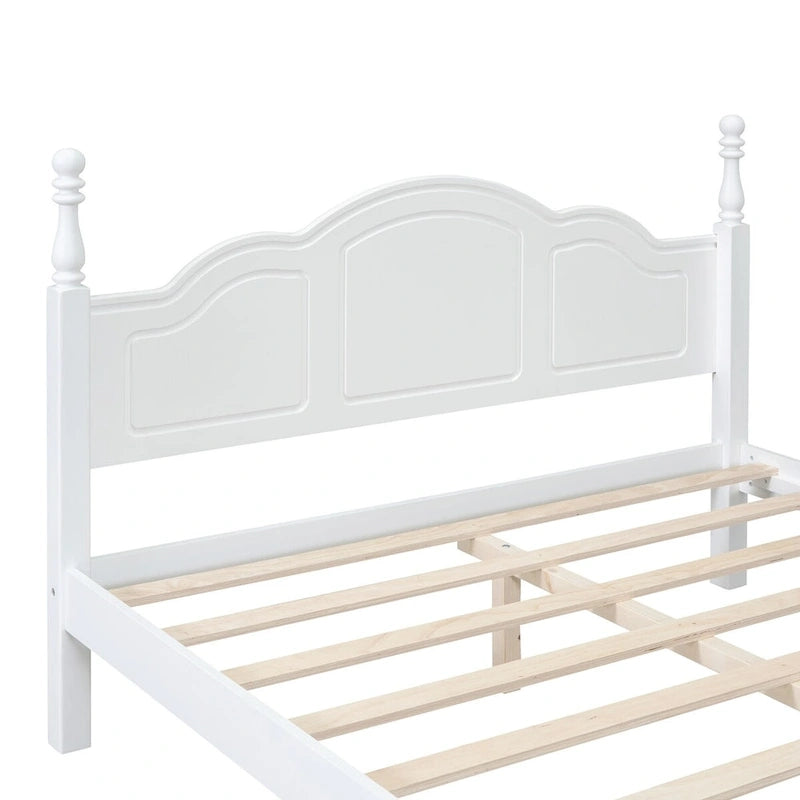 Struttura letto a piattaforma matrimoniale in noce/bianco con testiera, supporto a doghe in legno, montaggio a 1 persona