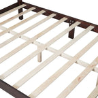 Struttura letto a piattaforma matrimoniale in noce/bianco con testiera, supporto a doghe in legno, montaggio a 1 persona