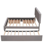 Letto a piattaforma matrimoniale in lino con 2 cassetti e letto estraibile Twin XL, grigio scuro/grigio chiaro/beige, montaggio per 2 persone