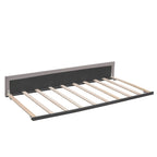 Letto a piattaforma matrimoniale in lino con 2 cassetti e letto estraibile Twin XL, grigio scuro/grigio chiaro/beige, montaggio per 2 persone