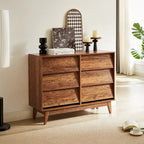 Comò marrone/nero con 6 cassetti in stile Mid-Century con design smussato, per 1