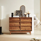 Comò marrone/nero con 6 cassetti in stile Mid-Century con design smussato, per 1