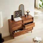 Comò marrone/nero con 6 cassetti in stile Mid-Century con design smussato, per 1