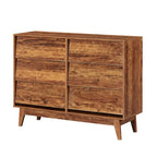 Comò marrone/nero con 6 cassetti in stile Mid-Century con design smussato, per 1