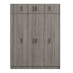 Armadio a 4 ante bianco/grigio con cassetto e bastone appendiabiti, 1 persona