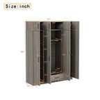 Armadio a 4 ante bianco/grigio con cassetto e bastone appendiabiti, 1 persona