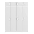 Armadio a 4 ante bianco/grigio con cassetto e bastone appendiabiti, 1 persona