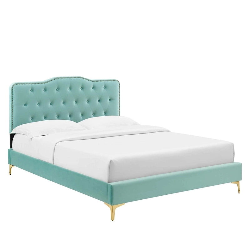 Letto matrimoniale in velluto trapuntato blu navy/verde acqua/antracite/bianco/rosa antico/rosa/menta/grigio chiaro, singolo