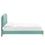 Letto matrimoniale in velluto trapuntato blu navy/verde acqua/antracite/bianco/rosa antico/rosa/menta/grigio chiaro, singolo