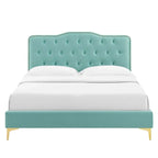 Letto matrimoniale in velluto trapuntato blu navy/verde acqua/antracite/bianco/rosa antico/rosa/menta/grigio chiaro, singolo