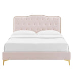 Letto matrimoniale in velluto trapuntato blu navy/verde acqua/antracite/bianco/rosa antico/rosa/menta/grigio chiaro, singolo