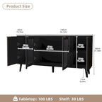 Credenza/Mobile Buffet Mid-Century Bianco e Nero con 4 Ante in Vetro, Armadietto Monofamiliare