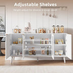 Credenza/Mobile Buffet Mid-Century Bianco e Nero con 4 Ante in Vetro, Armadietto Monofamiliare