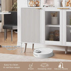 Credenza/Mobile Buffet Mid-Century Bianco e Nero con 4 Ante in Vetro, Armadietto Monofamiliare