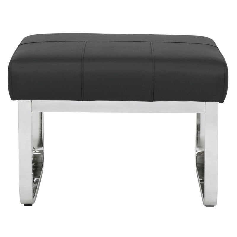 Poggiapiedi rettangolare in pelle rigenerata con gambe cromate, moderno, 1 persona – Marrone / Grigio / Nero