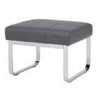Poggiapiedi rettangolare in pelle rigenerata con gambe cromate, moderno, 1 persona – Marrone / Grigio / Nero