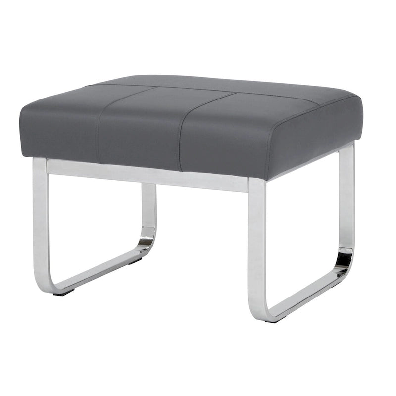 Poggiapiedi rettangolare in pelle rigenerata con gambe cromate, moderno, 1 persona – Marrone / Grigio / Nero
