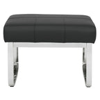 Poggiapiedi rettangolare in pelle rigenerata con gambe cromate, moderno, 1 persona – Marrone / Grigio / Nero