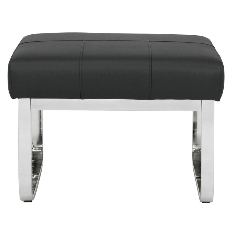 Poggiapiedi rettangolare in pelle rigenerata con gambe cromate, moderno, 1 persona – Marrone / Grigio / Nero