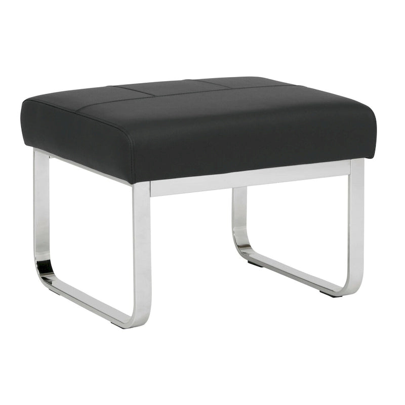 Poggiapiedi rettangolare in pelle rigenerata con gambe cromate, moderno, 1 persona – Marrone / Grigio / Nero