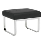 Poggiapiedi rettangolare in pelle rigenerata con gambe cromate, moderno, 1 persona – Marrone / Grigio / Nero
